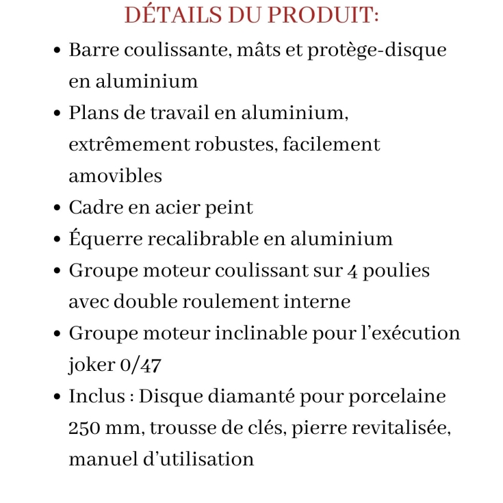 Scie à eau à moteur coulissant Bolt 120 Raimondi -6