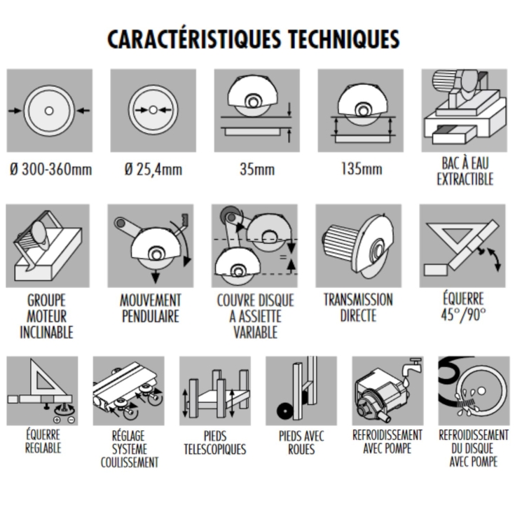 Machine à scier avec moteur et chariot coulissant 223MS100EU SMS 100 Raimondi -17