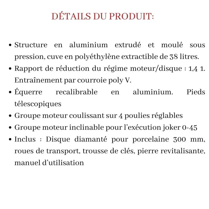 Scie à eau sur table conçue 42085A Zoe 85 Advanced Raimondi -8