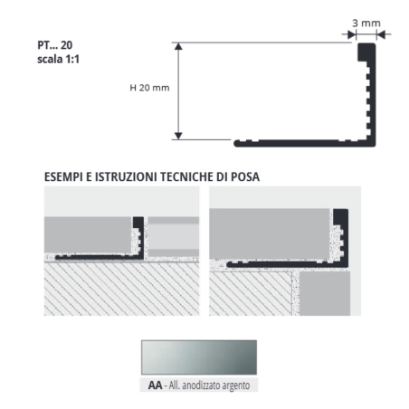 Profilo per pavimenti 270 cm Proterminal Argento Progress Profiles -2