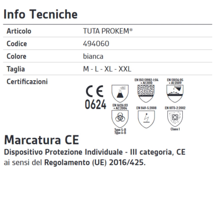 Combinaison blanche jetable avec capuche Prokem Neri -3