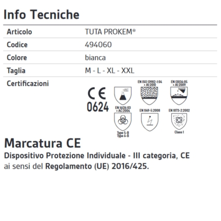Combinaison blanche jetable avec capuche Prokem Neri -3