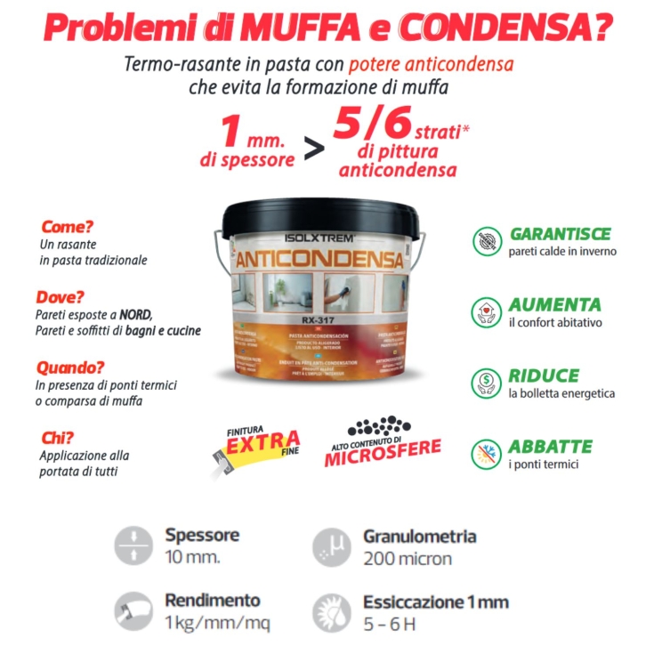 Stucco in pasta anticondensa ISOLXTREM RX-317 Baixens -2