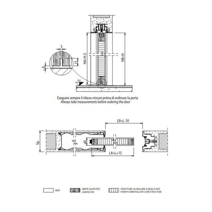 Porta filomuro scorrevole laccata Scrigno -6