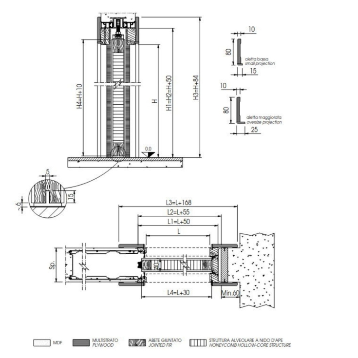 Porta scorrevole laccata con stipiti Scrigno 105 mm -14