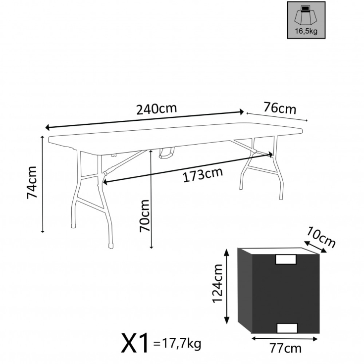 copy of Tavolo catering pieghevole 120 cm -3