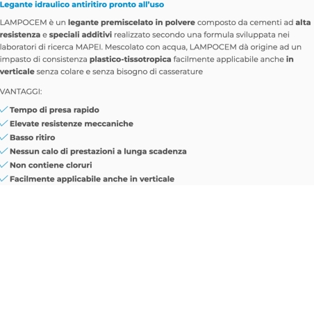 Cemento rapido Lampocem Mapei legante idraulico antiritiro 5KgMAPEI