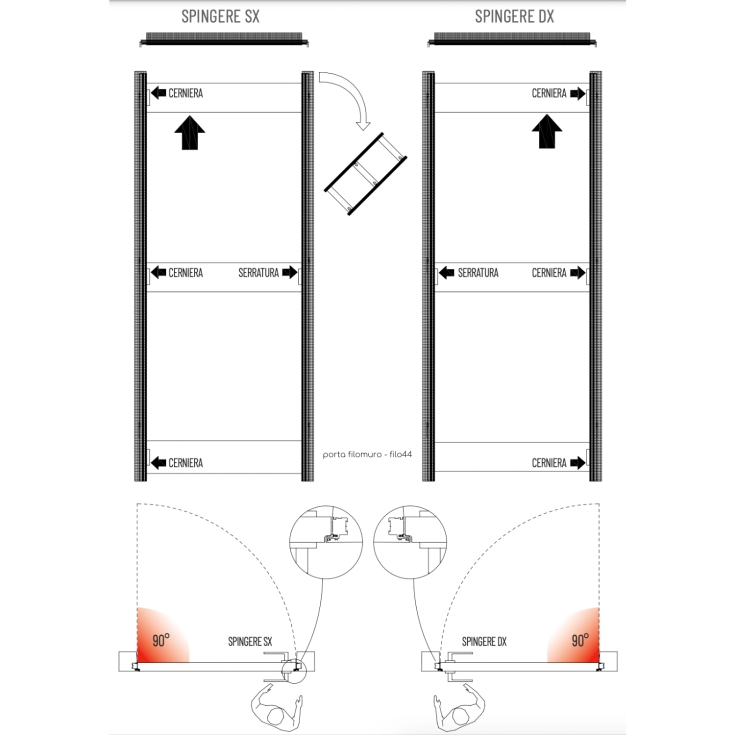 Porte Affleurante Scrigno Filo44 70x210 cm : Moderne et Réversible -8