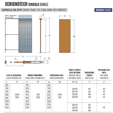 Contre-châssis porte unique pour enduit 105mm Scrignotech by Scrigno -2