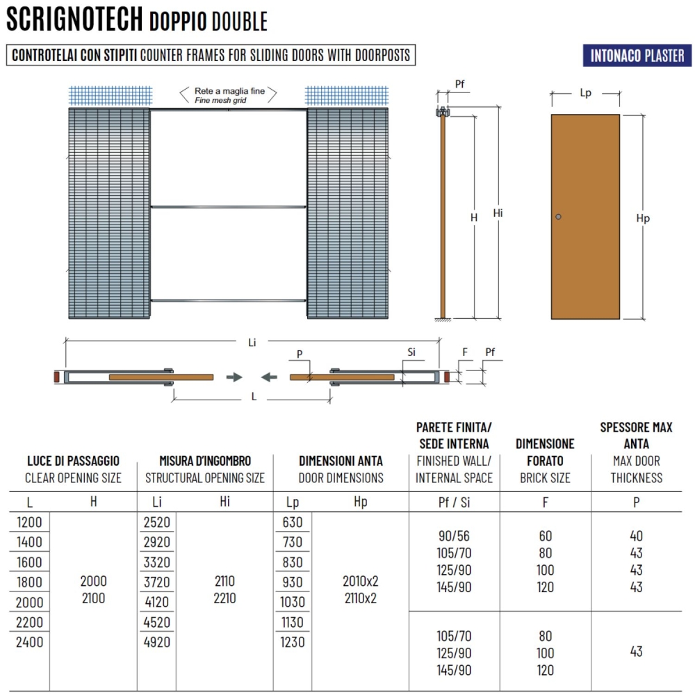 Contre-châssis double porte enduit 105 mm Scrignotech by Scrigno -2